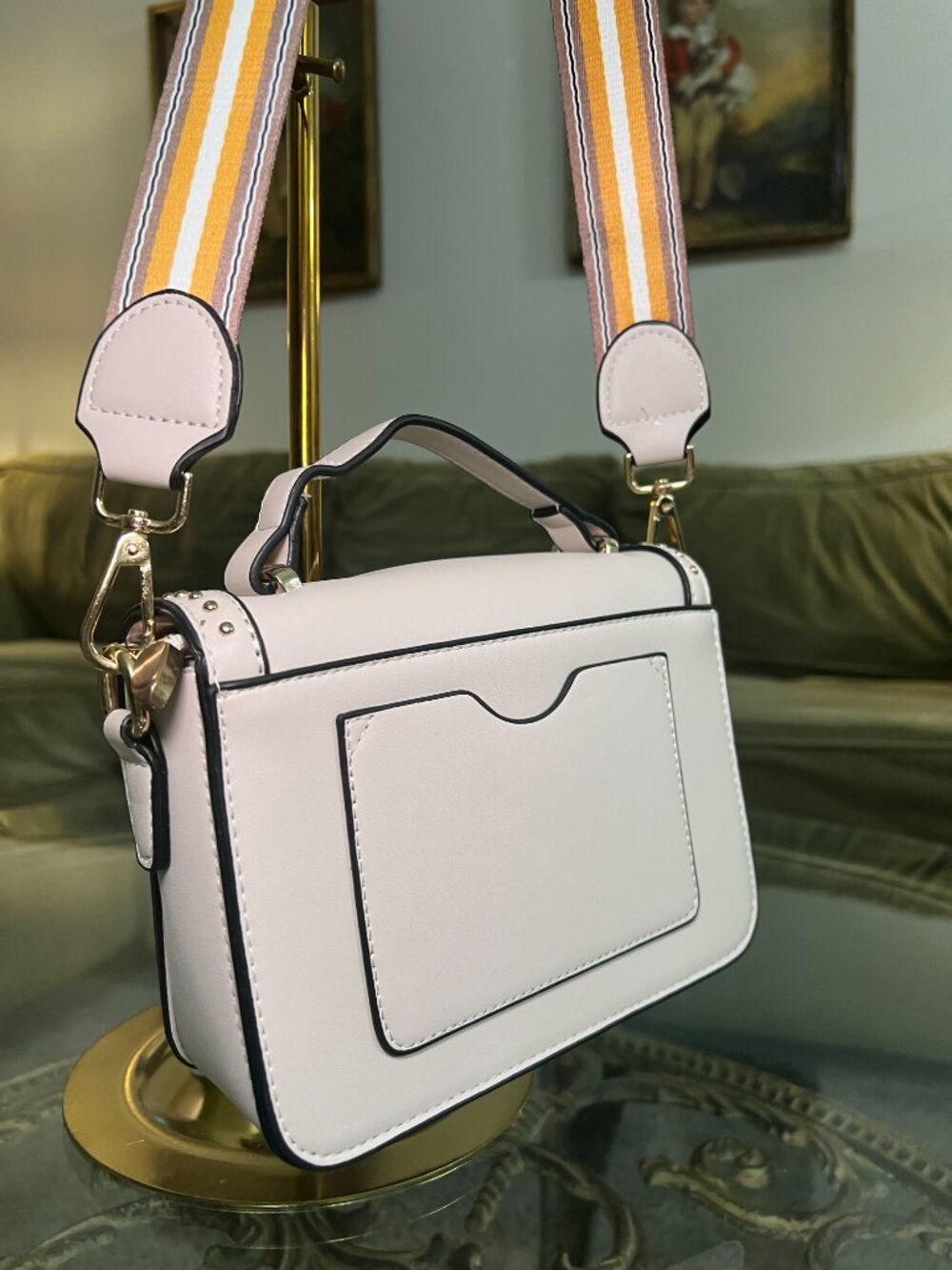 NEW- Studded Cream Vintage Style Hand/Shoulder Bag - Picture 5 of 10